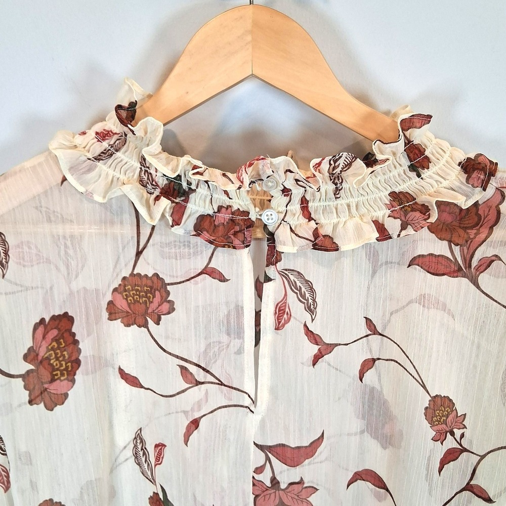 NWT Eloquii Elements Floral Sheer Ruffle Blouse Womens Sz 24 Smocked Romantic - Picture 12 of 14